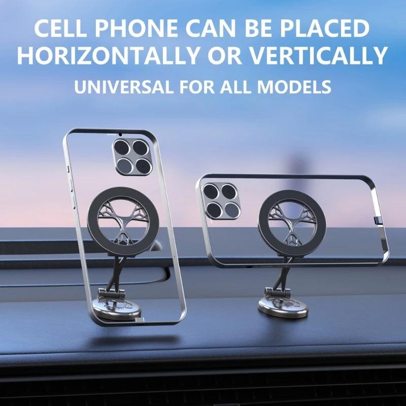 All Metal Strong Magnetic Car Phone Holder for iPhone 16 15 14 13 12 Cellphone Holder 360 Degree Rotating Car Dashboard Mounted Phone Stand