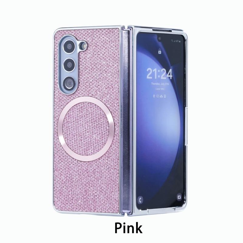 Luxury Glitter Rhinestone Strong Magnetic PC Fold Phone Case For Samsung Galaxy Z Fold6 Fold5 Fold4 Fold3 5G Smart Phone Full Cover