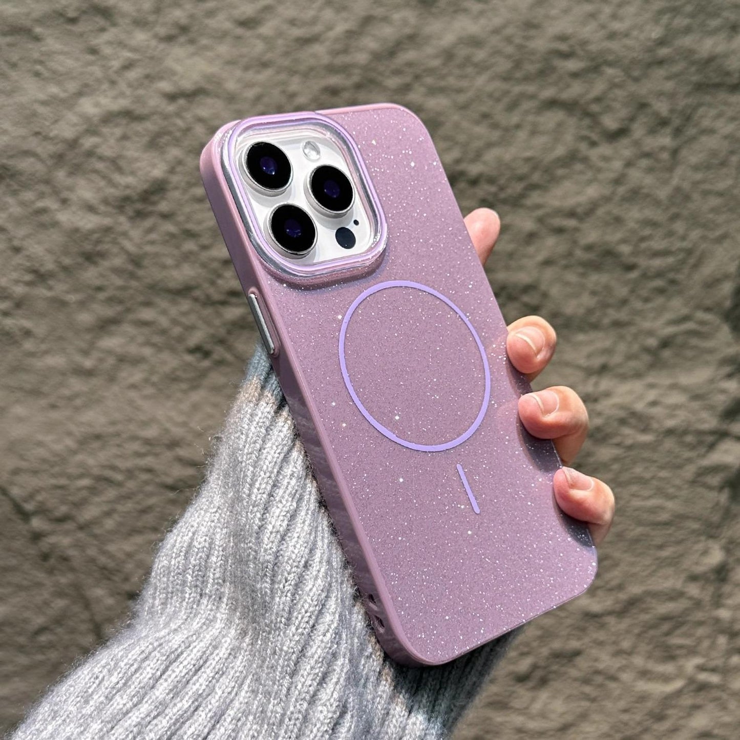 Glitter Thin Ring Magnetic PC Slim Phone Case For iPhone 16ProMax 15 14 13 12 11 Shockproof Hard Full Cover