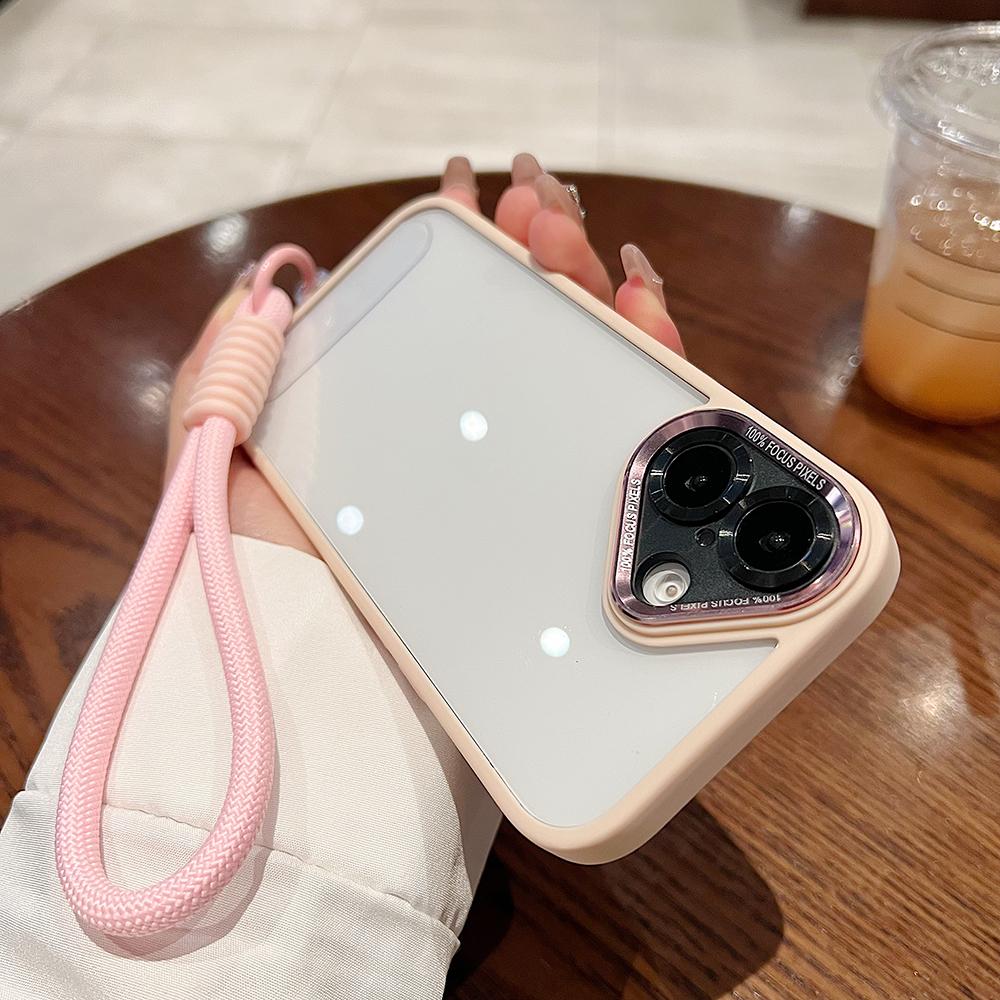 Colorful Crystal High Definition Clear Magnetic Phone Case with Woven Wristband For iPhone 16ProMax 16 15 14 13 12 11 Pro Max Plus Transparent HD Len Protection Hard Full Cover