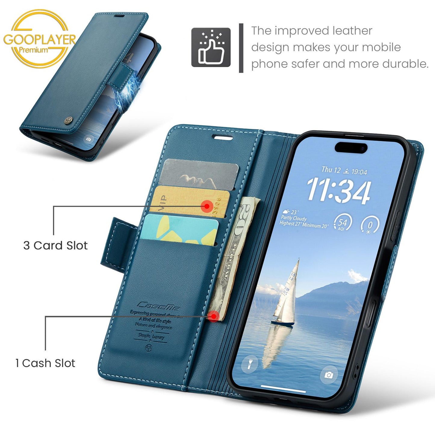 For iPhone 16 15 14 13 12 Pro Max Phone Case, Luxury Leather Wallet Card Bag Shockproof Kickstand Business Magnetic Full Cover