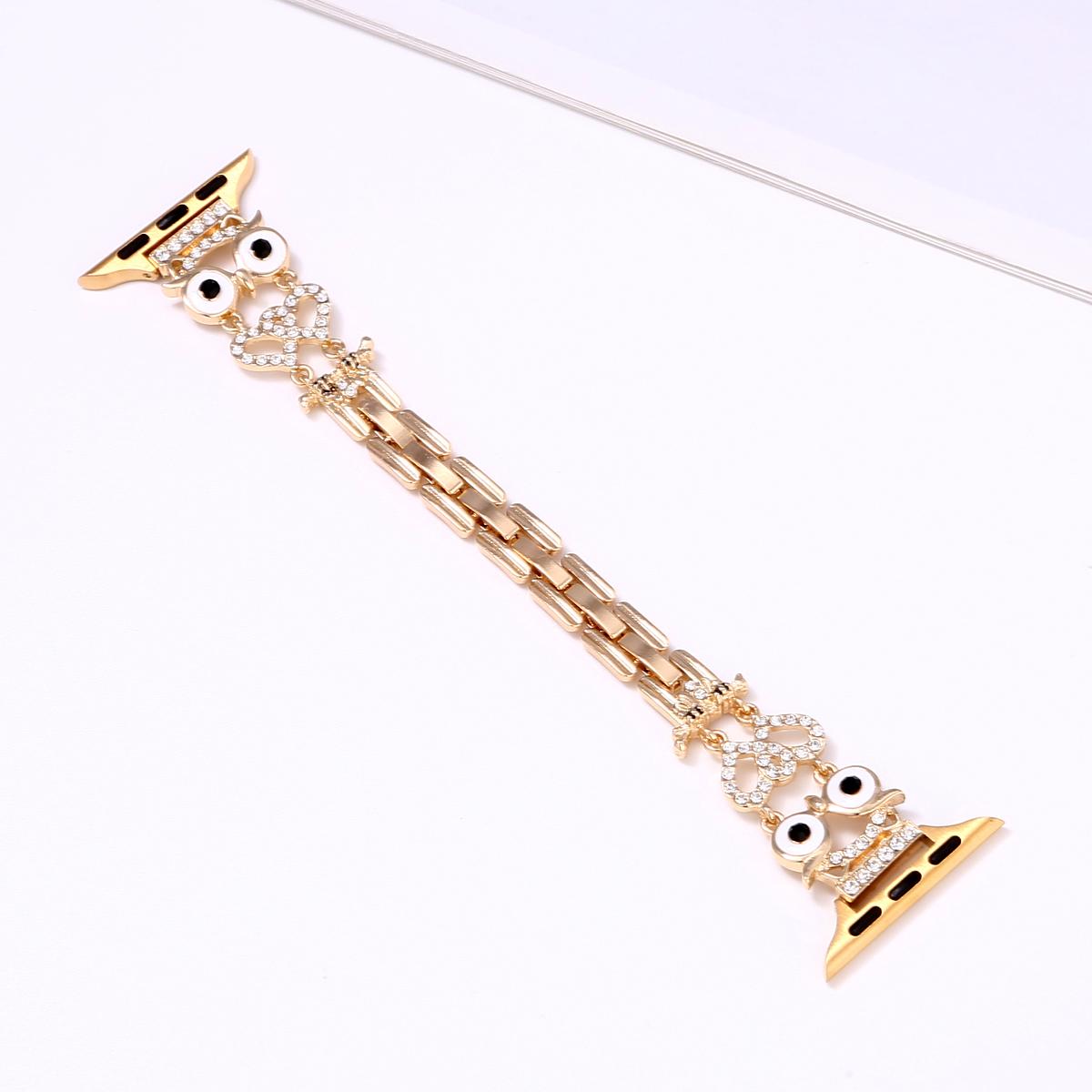 Diamond Owl Chain and Watch Case for Apple Watch 44mm Band 45 42 38 41 Ultra 49mm Link Bracelet for IWatch Series 9 8 7 6 SE 5 4