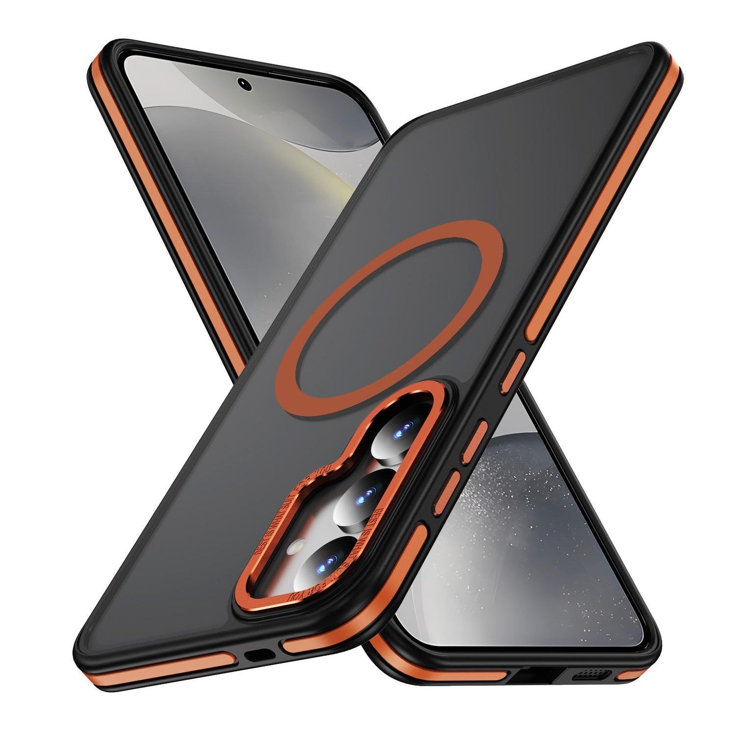 Two-tone Matte Transparent Anti-Dust Anti-Fall Bumper Shockproof Strong Magnetic Phone Case for Samsung S25Ultra S24 S23FE S23 A14 A15 A25 A35 A54 Bumper Hard Cover