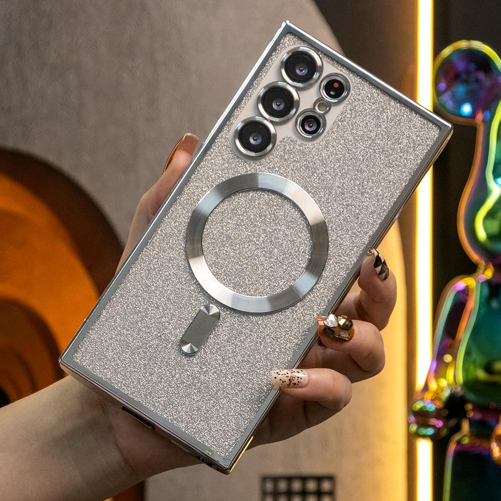 Glitter Magnetic Wireless Charge Transparent Soft Phone Case For iPhone 16 15 14 13 12 11 XR XSMax X/XS Slim Thin Cover