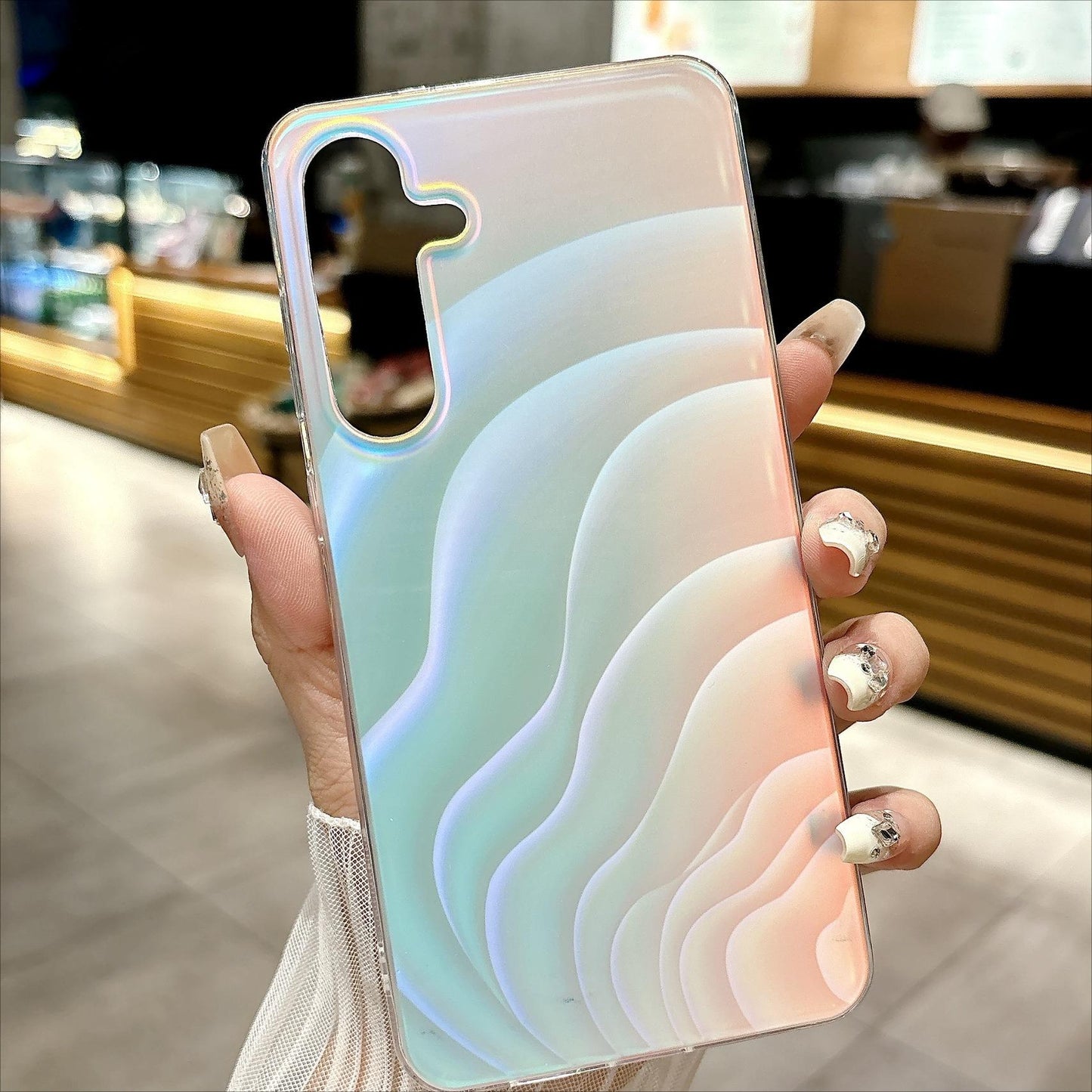 For Samsung S25Ultra S25 S24 S23 S22 S21 Note20 A16 A15 A14 A25 A24 A35 A34 A54 A55 Phone Case, Luxury Water Ripple Gradient Shine Acrylic Slim, Full Camera Protection Non-Yellowing Hard Cover