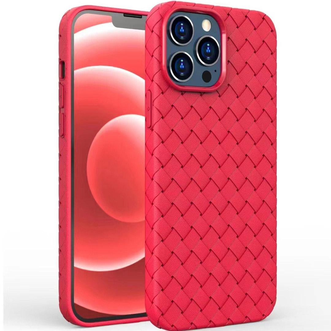 For iPhone 16 15 14 13 12 Pro Max Case, Weave Pattern Silicone, Luxury Elegant Heat Dissipation Case Shockproof Soft Cover