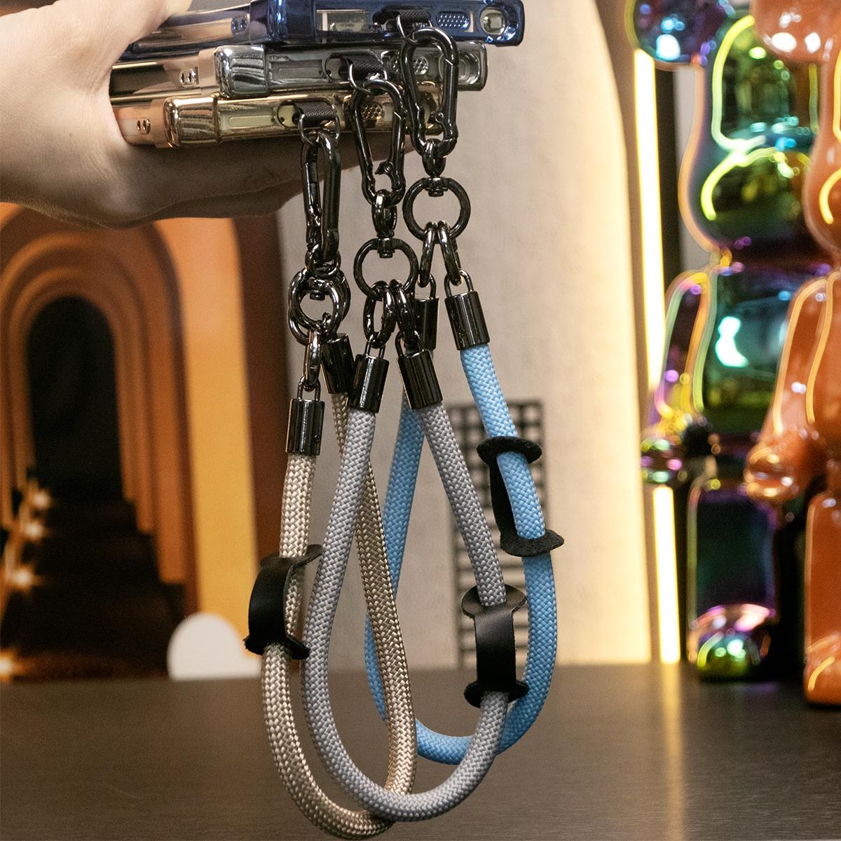 Electroplated Four Corners Anti-fall Transparent Hard PC Phone Case With Multifunctional Climbing Rope For Samsung S25Ultra S25 S24FE S24Ultra S24 S23FE S23 S22Ultra, Full Cover with Camera Protector