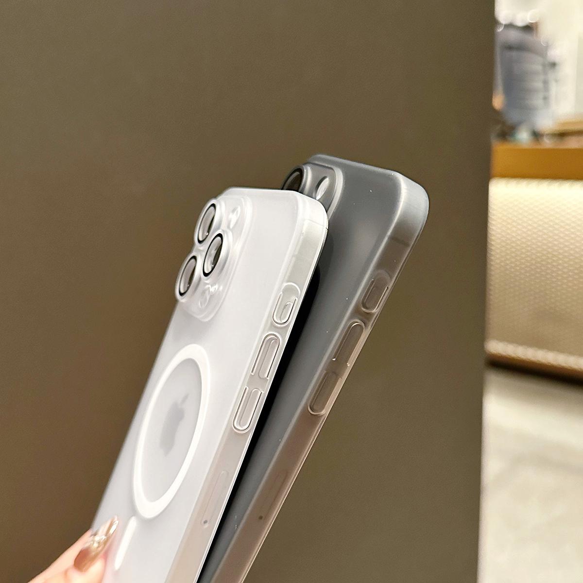 Glass lens Magnetic Wireless Charging Phone Case With Matte feel For iPhone 16 15 14 13 Plus Pro Max Shockproof Protection Soft Bumper Cover