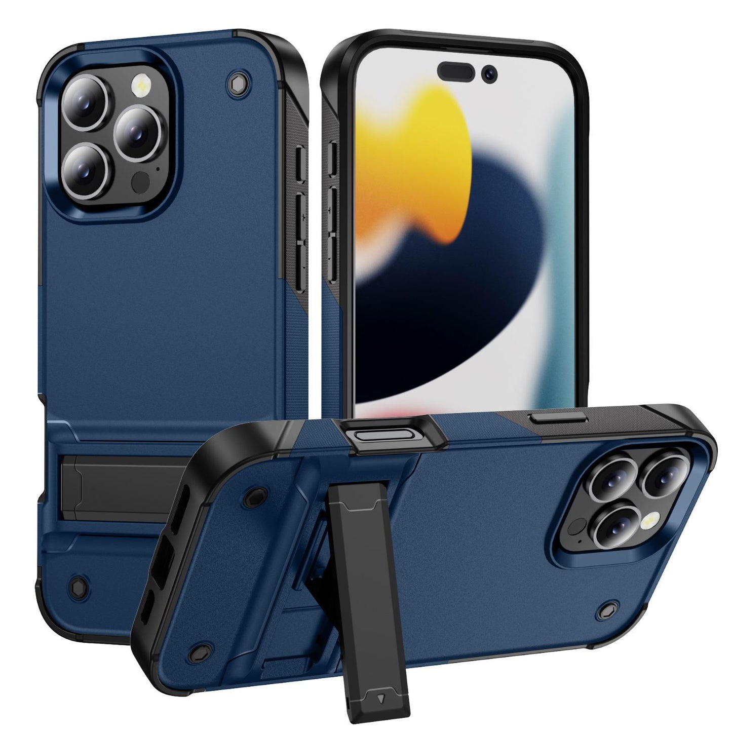 Anti-Dust Fall Heavy Duty Protection Shockproof Phone Case With Kickstand for iPhone 16ProMax 16 15 14 13 12 11 Hard Full Cover