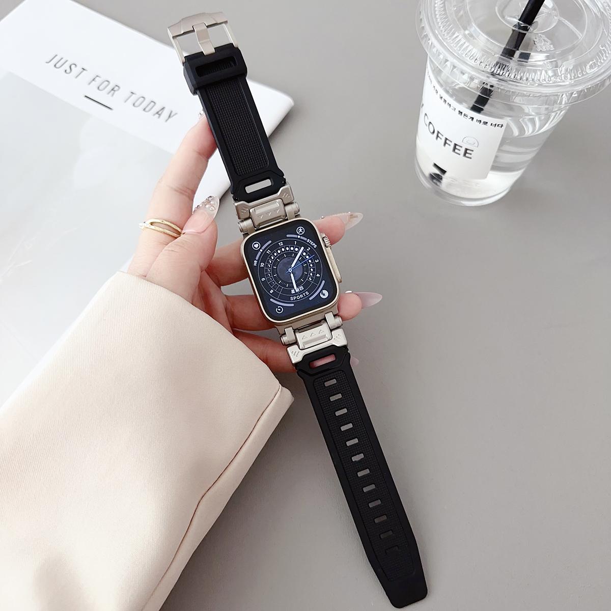 Rubber Strap For Apple Watch Band Ultra 2 1 49mm 45mm 44mm 42mm Soft Sport Band For iWatch Series 9 8 7 6 5 Bracelet Accessories