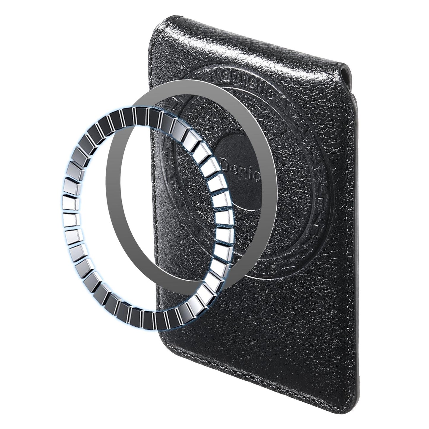 V14 Magnetic Card Pocket for iPhone 16 15 14 13 12 11 Pro Max XS X Case Genuine Leather Wallet Bag ID Holder Stand for Samsung S24 S23 Ultra
