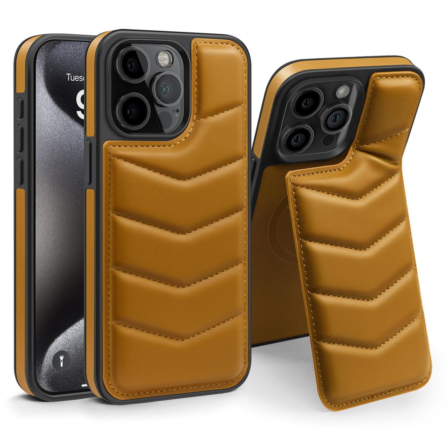 Wave Down Jacket holder Phone Case For iPhone 11 12 13 14 15 Pro Max Plus For Magsafe Wireless charging Shockproof Phone Cover