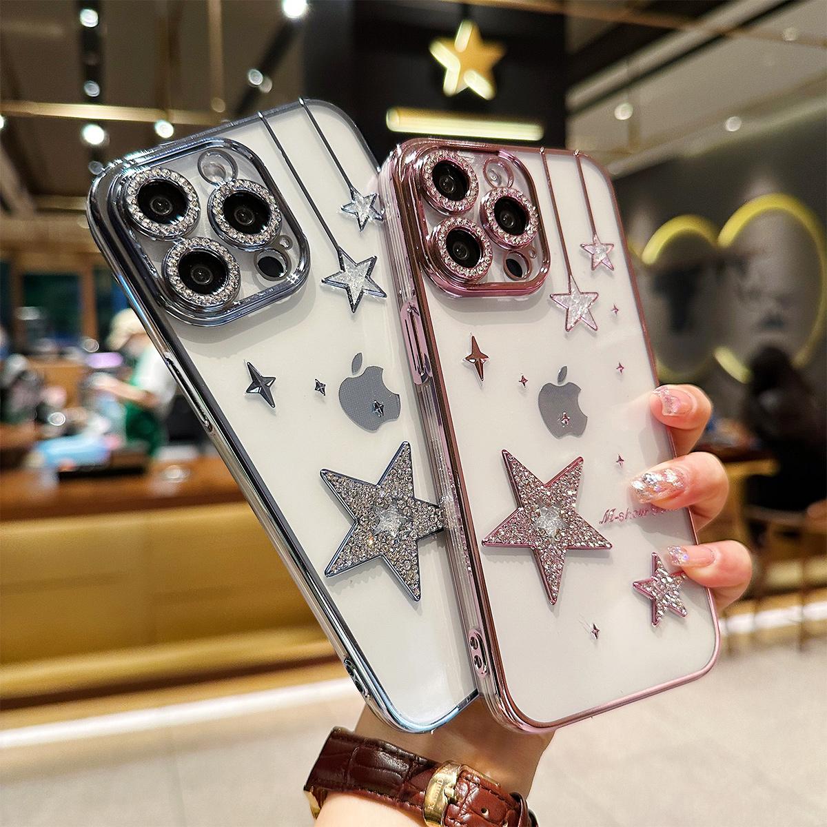 For iPhone 11 12 13 14 15 Pro Max Luxuxy Unique Diamond Star Soft Phone Case Cover