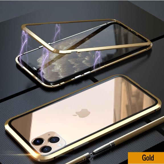 Double Sided Full Cover 360 Magnetic High Definition Adsorption Metal Case For iPhone 16 15 14 13 12 11 Pro Max Glass Cover