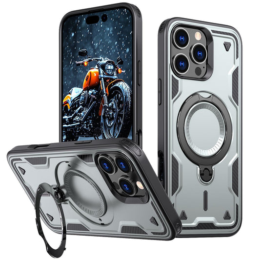 Anti-Dust Matte Anti-Fall Heavy Duty Protection Shockproof Strong Magnetic Phone Case With Rotating Metal Kickstand for iPhone 16ProMax 16 15 14 13 12 11 XR Bumper Hard Full Cover