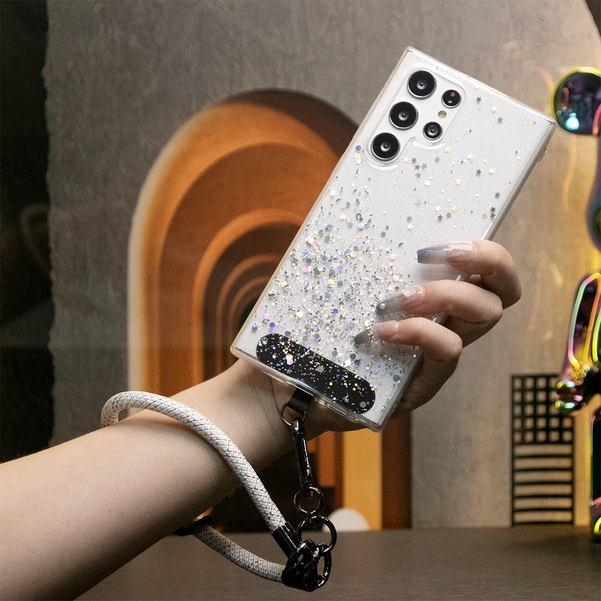 Glitter Star Sequin Basic Phone Case With Multifunctional Wristband For Samsung Galaxy S24 S23 S22 S21 S20 FE Note 20 Ultra Clear Soft TPU Back Cover