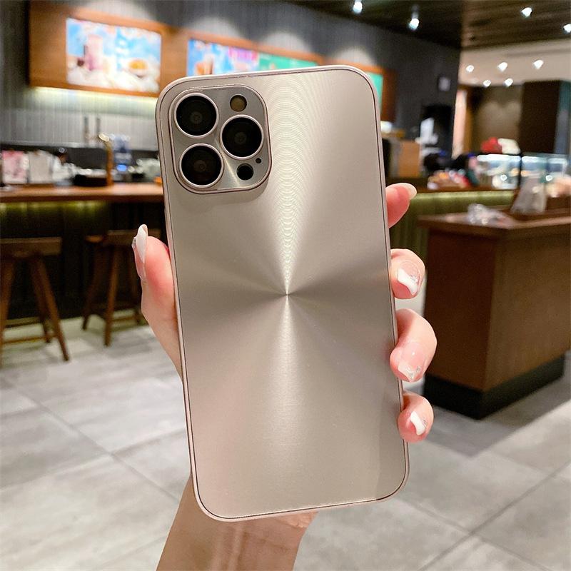 Luxury Bling Laser Hard PC Case for iPhone 15 Pro Max 12 13 14 Plus Big Window Camera Protection Solid Color Cover