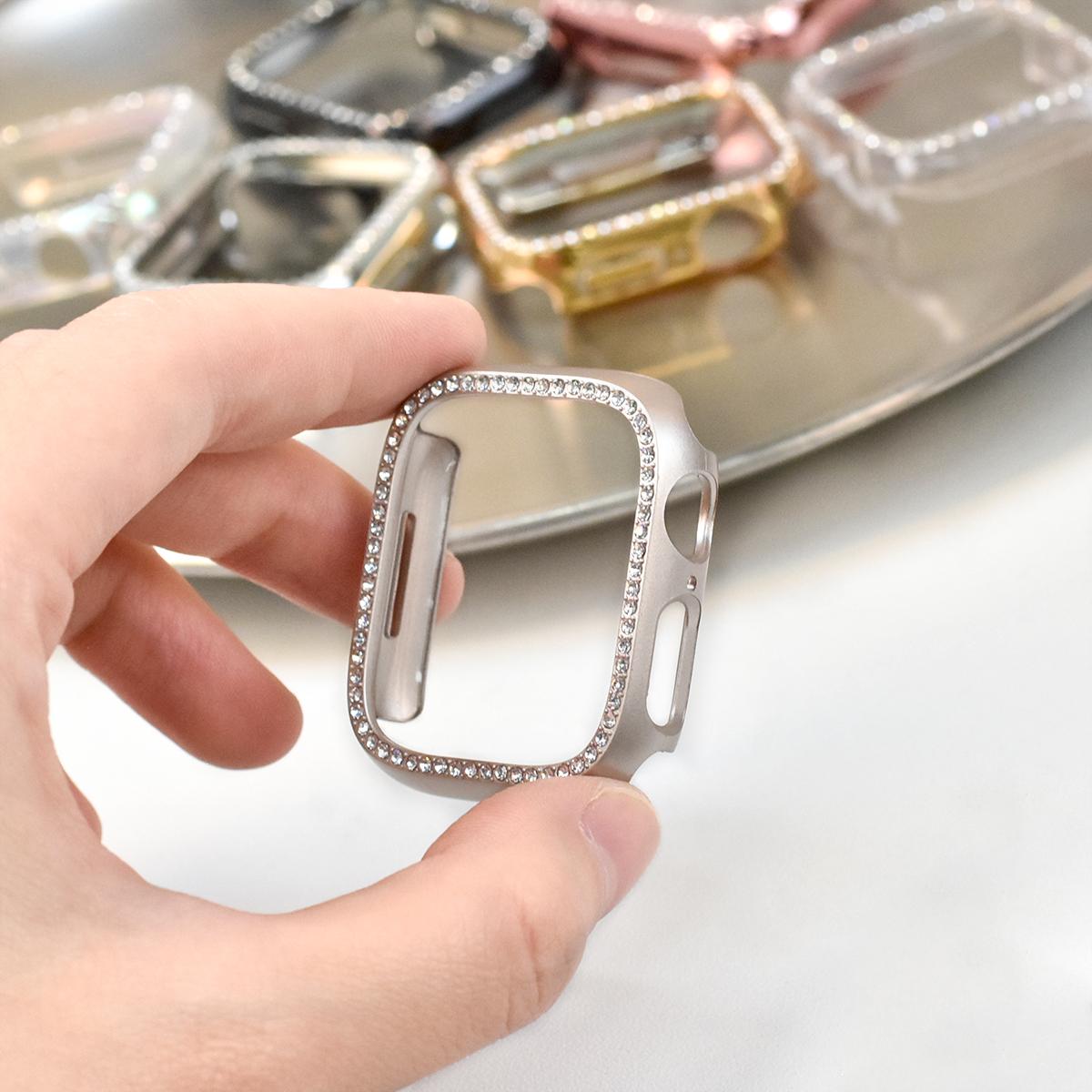 Coque de protection diamant pour Apple Watch 9 8 7 41 mm 45 mm 44 mm 40 mm 38 mm 42 mm 49 mm Bling Bumper pour iWatch Series 8 3 4 5 6 SE