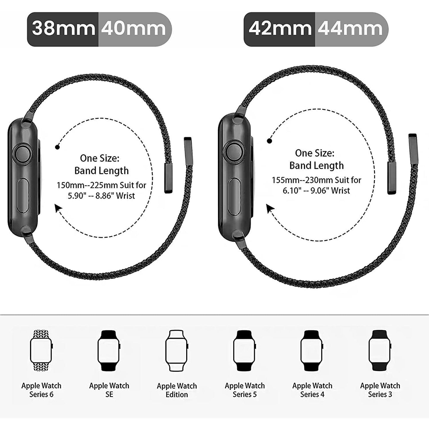 Milanese Loop Band for Apple watch Ultra 8 7 6 5 4 SE 45mm 49mm 44mm 41mm 40mm Metal Magnetic Double Section Strap iWatch 3 42mm