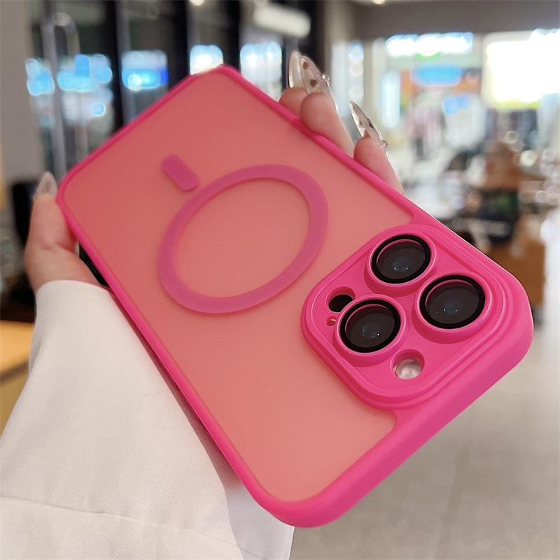 For iPhone 16ProMax 16 15 14 13 Phone Case, Matte Transparent Magnetic Acrylic Slim, Camera Len Protector Cover Protection Hard Full Cover