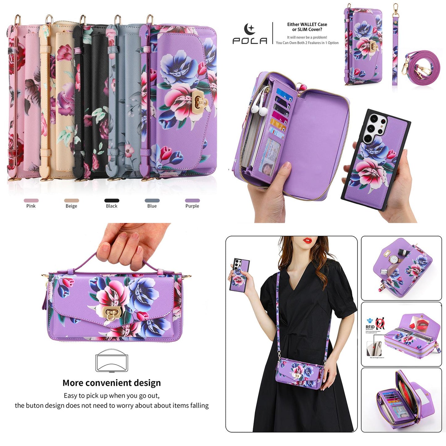 Flower Leather Magnetic Wallet Upgrade Hand Strap Phone Case For Samsung Galaxy S23 Ultra S22 Plus Note 20 Ultra Multifunction Zipper Business Split Cover POLA 001