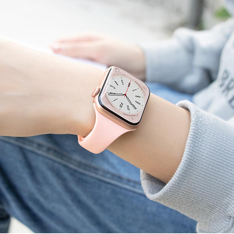 Silicone Sport Strap For Apple Watch Band 44mm 40mm 45mm 49mm 41mm 38mm bracelet iwatch series 9 7 6 5 4 se 8 ultra 2