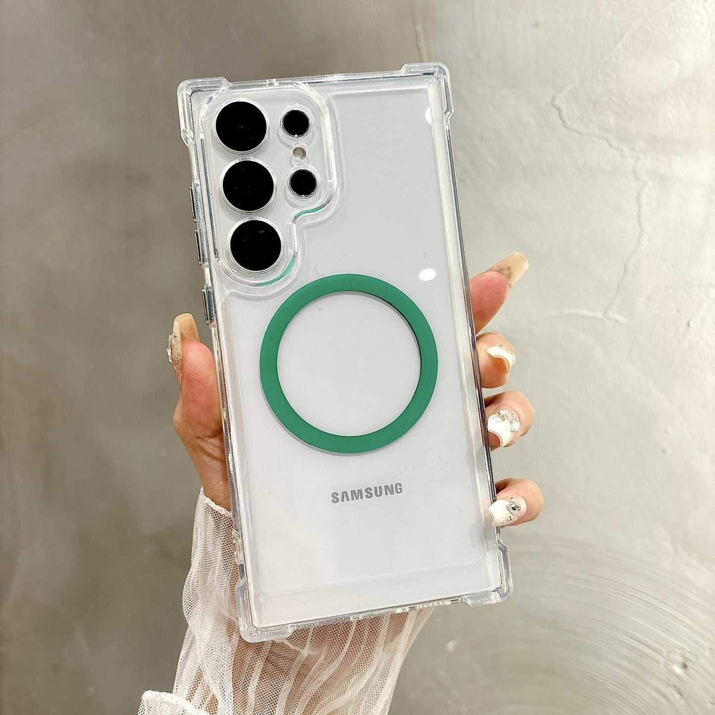 Acrylic Transparent Magnetic High Protection Four Corner Shockproof Phone Case For Samsung S25Ultra S25 S24 S23 S22 S21 Not Yellowing Clear Hard Full Cover