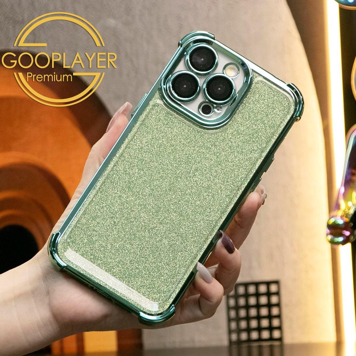 For iPhone 16 15 14 13 Phone Case, Luxury Glitter Four Corner Plating Clear High Definition Acrylic Built-in Camera Protector Shockproof Hard Full Cover