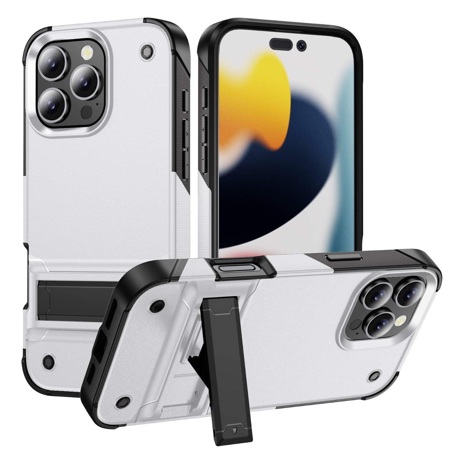 Anti-Dust Fall Heavy Duty Protection Shockproof Phone Case With Kickstand for iPhone 16ProMax 16 15 14 13 12 11 Hard Full Cover