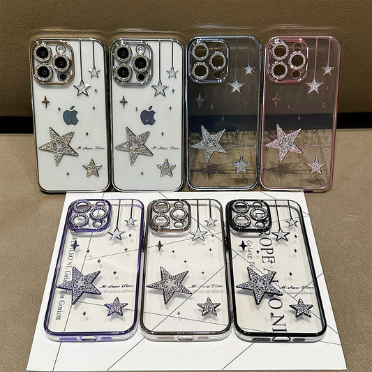For iPhone 11 12 13 14 15 Pro Max Luxuxy Unique Diamond Star Soft Phone Case Cover