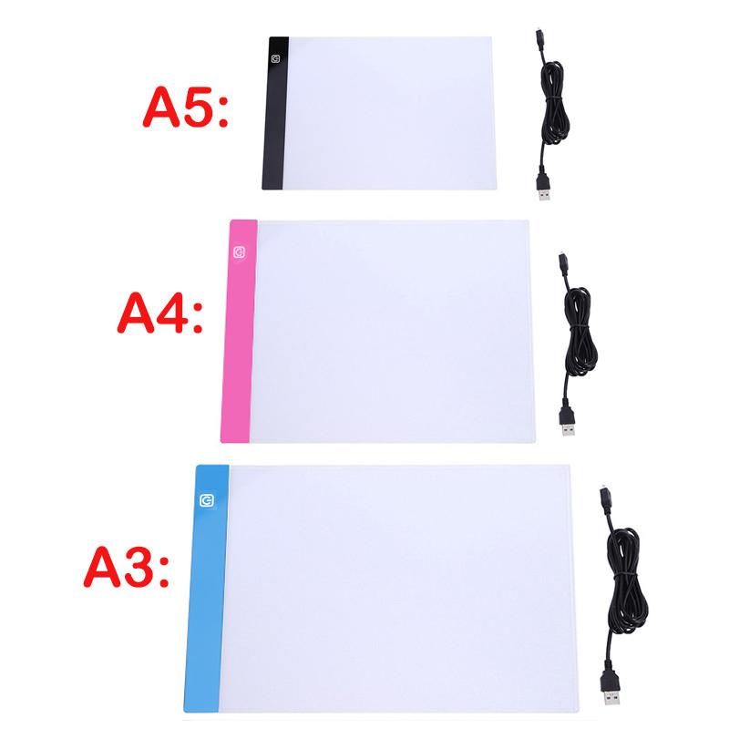 A3/A4/A5 Three Level Dimmable Led Light Pad Copy Drawing Board Pad Tablet Tracing Light Box Eye Protection Easier for Diamond Painting Children's Tools Kids Educational Electronics Writing Learning Pad