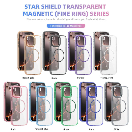 Luxury HD Crystal Clear Glossy Acrylic Phone Case Fine Line For Magsafe For iPhone 16ProMax 16Plus 16Pro 16 15 14 Metal Camera Frame Key Magnetic Hard Back Cover