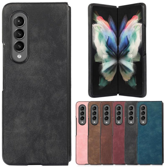 Business Retro Leather Phone Case For Samsung Galaxy Z Fold 6 Fold 5 Fold 4 Fold 3 Camera Protect Original Feel Shokproof Hard Cover