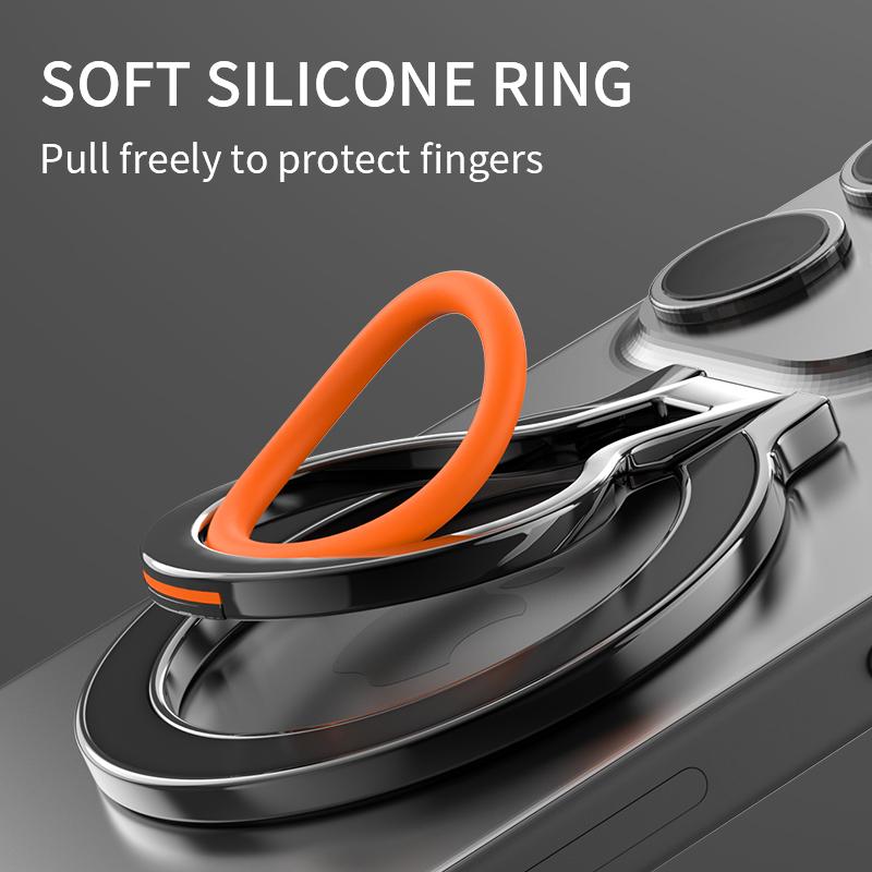 360 Degree Rotation Magnetic Finger Ring Phone Holder Classy Multi-angle Damping Fold Soft Silicone Ring Vertical / Horizontal Kickstand, for iPhone 16 15 14 13 12 for Samsung S25 S24 S23