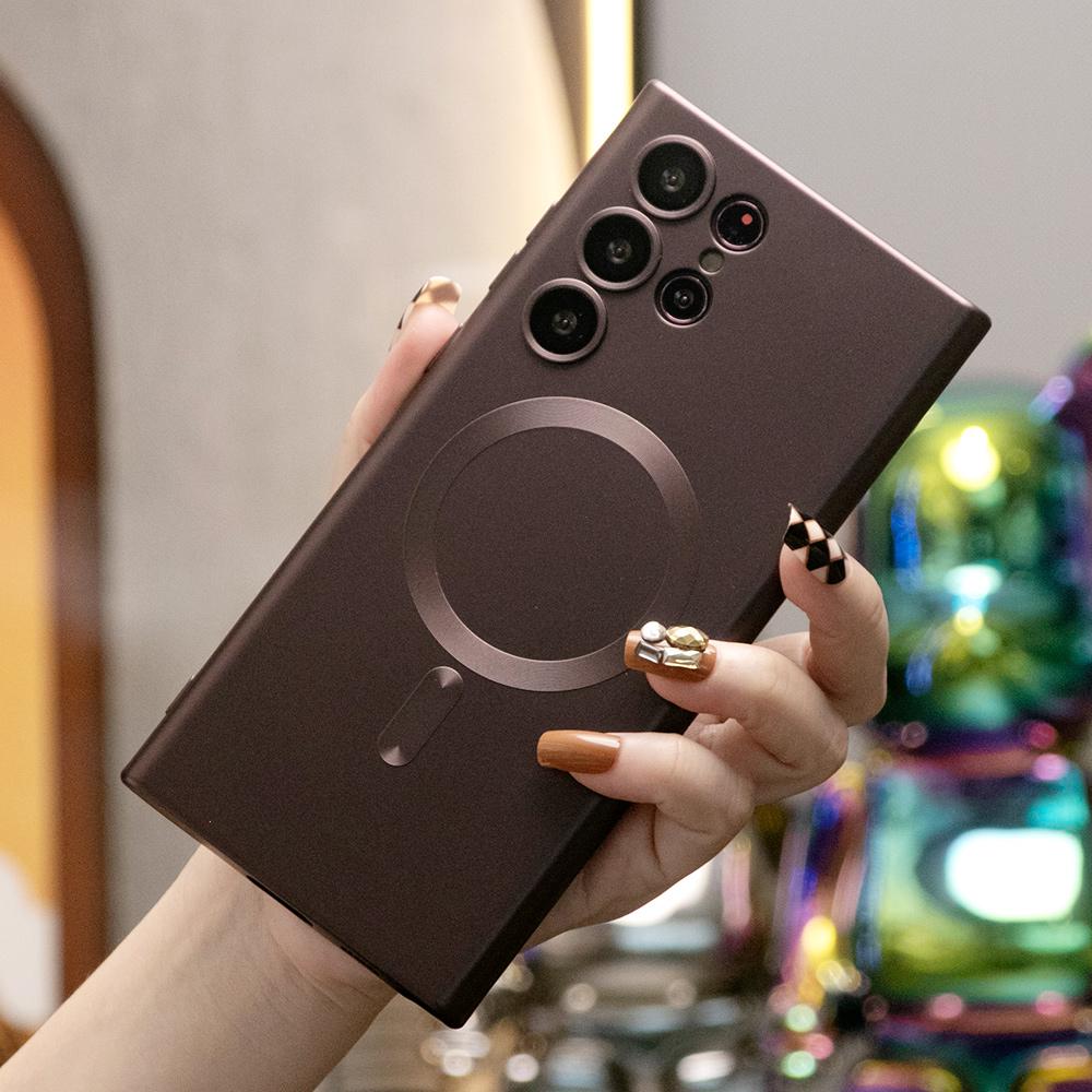 Magnetic Wireless Charge Case For Samsung S25 S25Plus S25Ultra S24 S24FE S24Plus S24Ultra Glass Lens Soft Silicone Cover