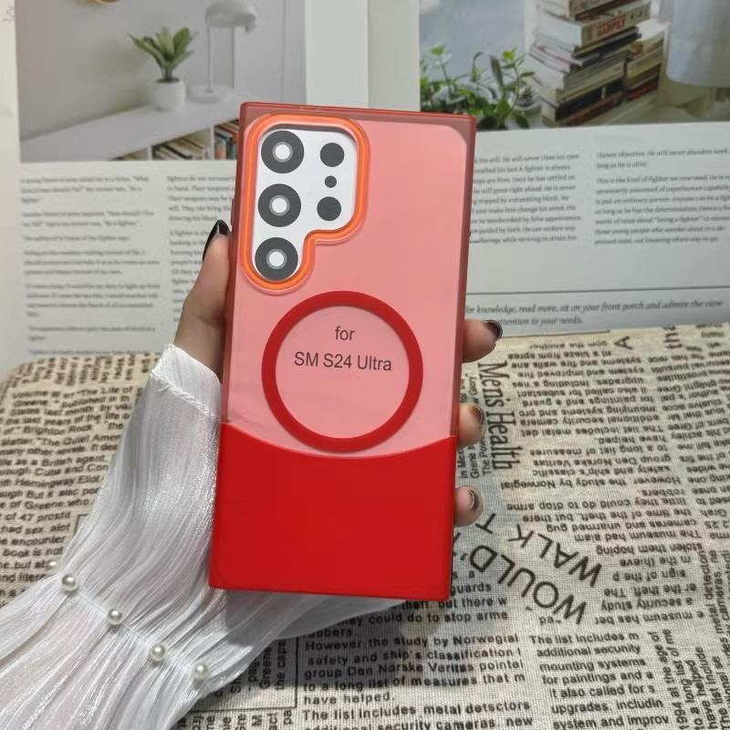 Matte Clear Fission Magnetic Two-tone Slim PC Phone Case For Samsung S25Ultra S25 S24 S23 S22 Transparent Skin Feel Bumper Shockproof Hard Full Cover