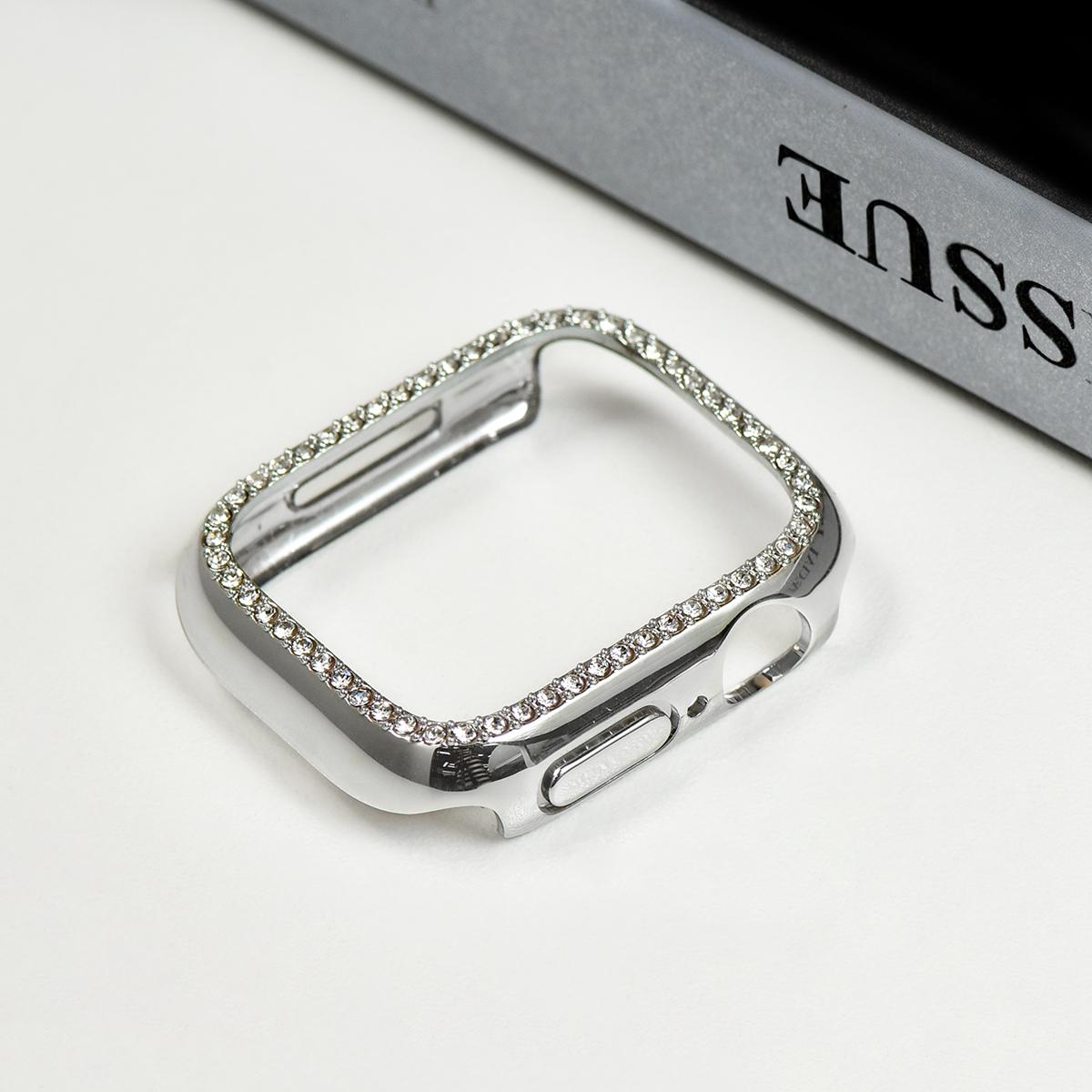 Coque de protection diamant pour Apple Watch 9 8 7 41 mm 45 mm 44 mm 40 mm 38 mm 42 mm 49 mm Bling Bumper pour iWatch Series 8 3 4 5 6 SE