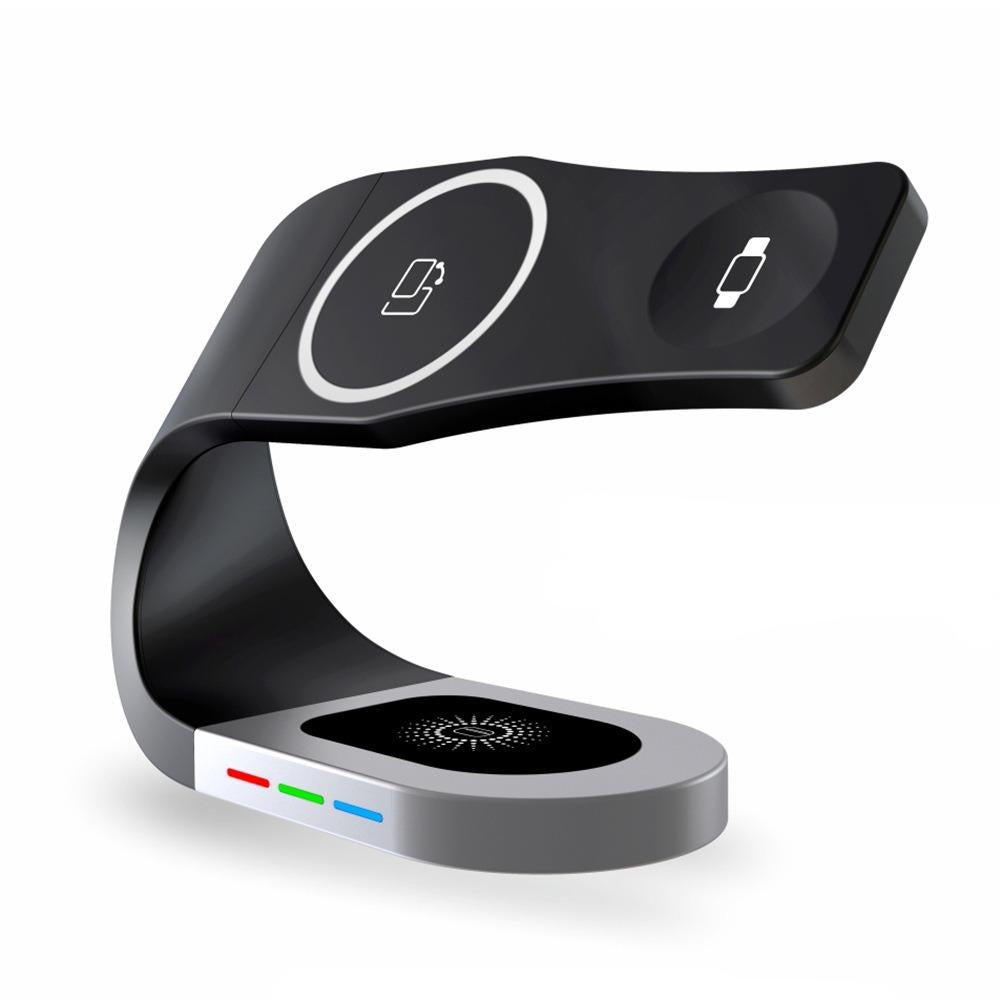 4 in1 Fast Wireless Charger Stand Station for iPhone 16 15 14 13 iWatch Airpods Magnetic Foldable Charging Dock With LED Night Lamp Y35