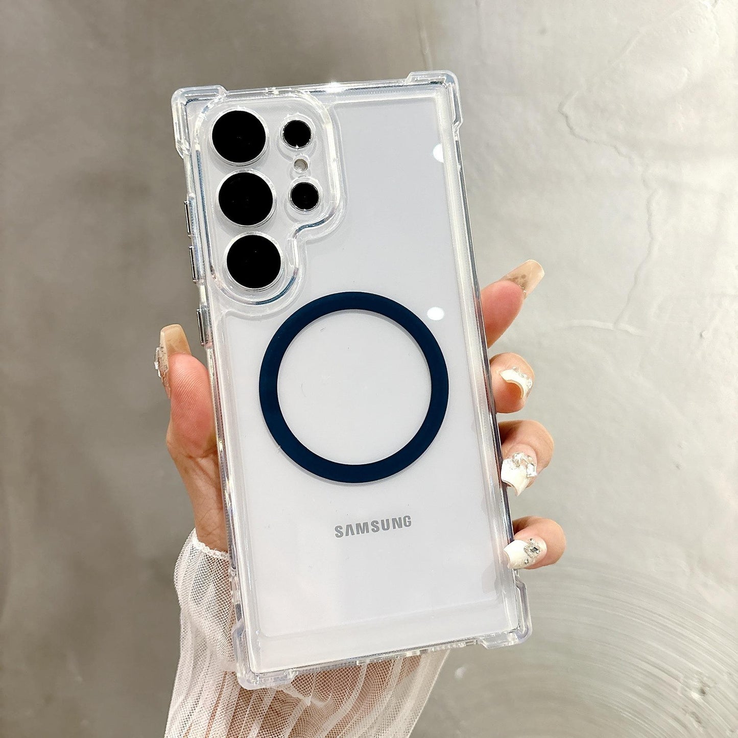 Acrylic Transparent Magnetic High Protection Four Corner Shockproof Phone Case For Samsung S25Ultra S25 S24 S23 S22 S21 Not Yellowing Clear Hard Full Cover