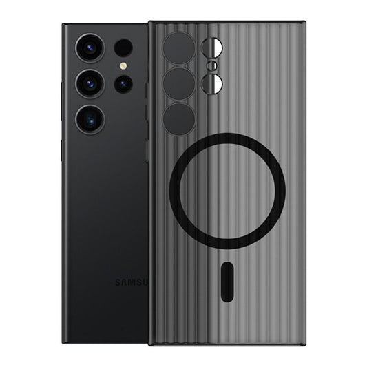 Corrugated Grille Magnetic Hard Phone Case for Samsung S24Ultra S24Plus S24 S23Ultra S23Plus S23 Matte Frozen Fog High Transparency