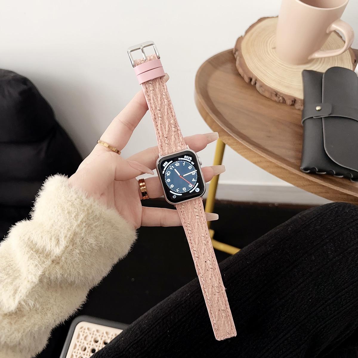 Woolen Wristband for Apple Watch 44mm Band 45 42 38 41 Ultra 49mm Link Bracelet for IWatch Series 9 8 7 6 SE 5 4