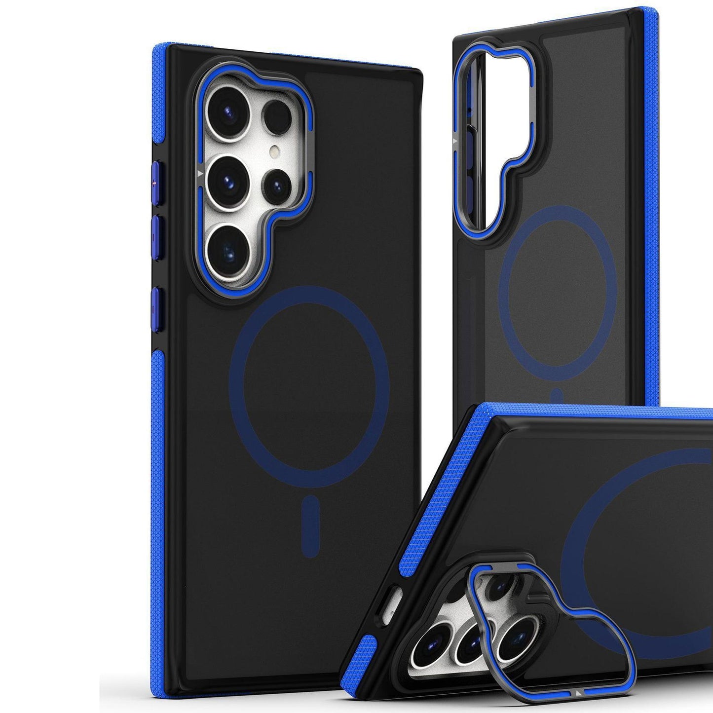 For Samsung S25Ultra S25 S24 S23FE A15 A14 A25 A24 A34 A35 A54 A55 Strong Magnetic Phone Case, Metal Camera Kickstand Protection, Elegant Matte Case Shockproof Bumper Hard Full Cover