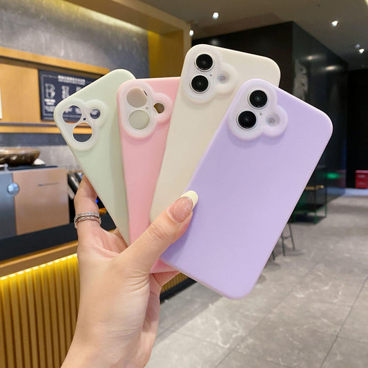 Luxury Lovely Liquid Silicone Jelly style Precision Len Protection Case For iPhone 16ProMax 15 14 13 12 11, Soft Skin Feel Shockproof Soft Cover With Microfiber Lining