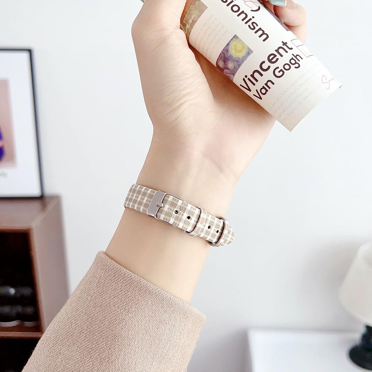 Plaid Canvas Metal Strap for Apple Watch 44mm Band 45 42 38 41 Ultra 49mm Link Bracelet for IWatch Series 9 8 7 6 SE 5 4