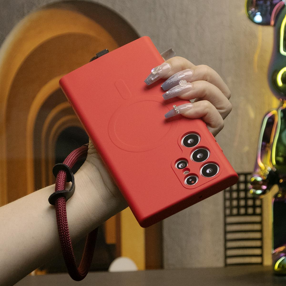 Strong Magnetic Case With Multifunctional Climbing Rope For Samsung S25Ultra S24FE S25 S24 A15 A35 A55 S22 S23, Soft Liquid Silicone Shockproof Phone Case With Microfiber Lining