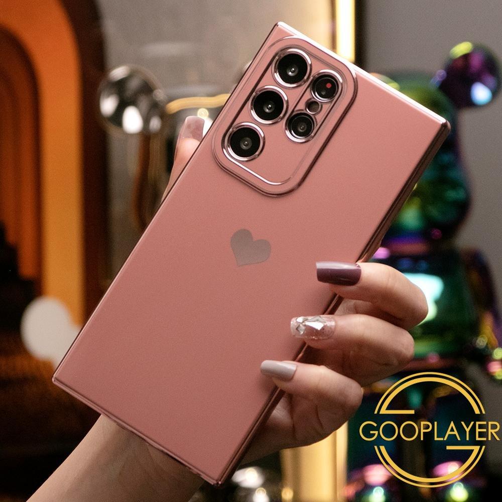 Luxury Love Heart Side Pattern Plating Basic Phone Case For Samsung S25Ultra S25 S24Ultra S24FE S24 S23 S22 S21Ultra FE Plus Ultra A55 A35 A25 A16 A15