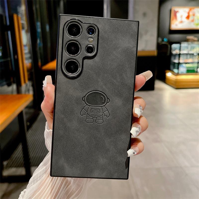For Samsung S25Ultra S25Edge S24 S23 S22 S21 Note20 A16 A26 A36 A55 A56 Case, Astronaut Pattern Matte Suede Leather Shockproof Hard Phone Case