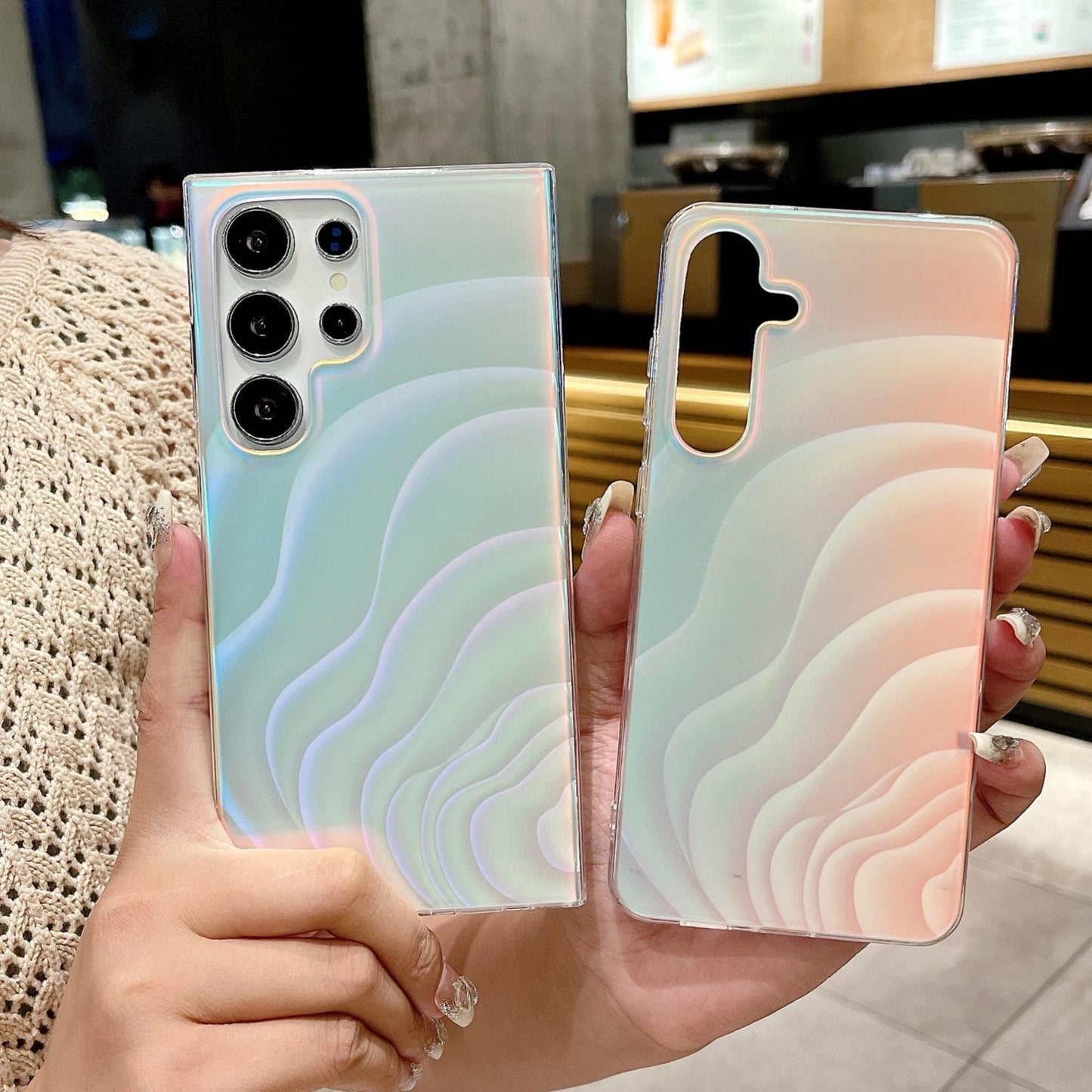 For Samsung S25Ultra S25 S24 S23 S22 S21 Note20 A16 A15 A14 A25 A24 A35 A34 A54 A55 Phone Case, Luxury Water Ripple Gradient Shine Acrylic Slim, Full Camera Protection Non-Yellowing Hard Cover