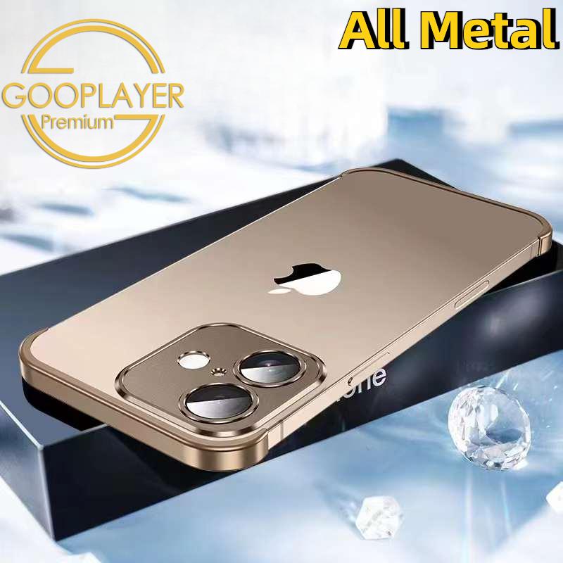 Ultrathin Frameless Aluminium Alloy Metal Bumper Corner Cover Protector Case for iPhone 16 15 14 13 12 Pro Max Drop-proof Cover