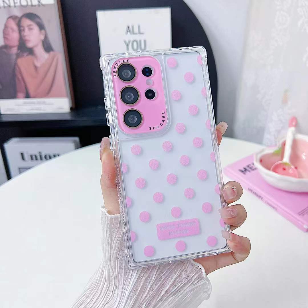 For Samsung S25Ultra S24Ultra S23Ultra Phone Case, Colorful 3 in 1 Transparent Luxury Wave Point Acrylic Anti Fall, With Camera Protector Shockproof Clear Hard Full Cover